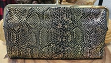 HOBO International Lauren Leather Double Clutch Wallet Metallic Glam Snake