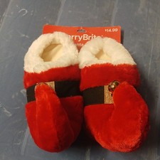 Santa Slippers W Bell Plush Merrybrite 100 POLYESTER M 7-8 RED