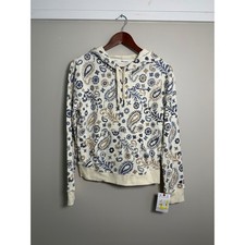 Champion Campus French Terry Hoodie Womens S Cream NWT Paisley Pixel Print