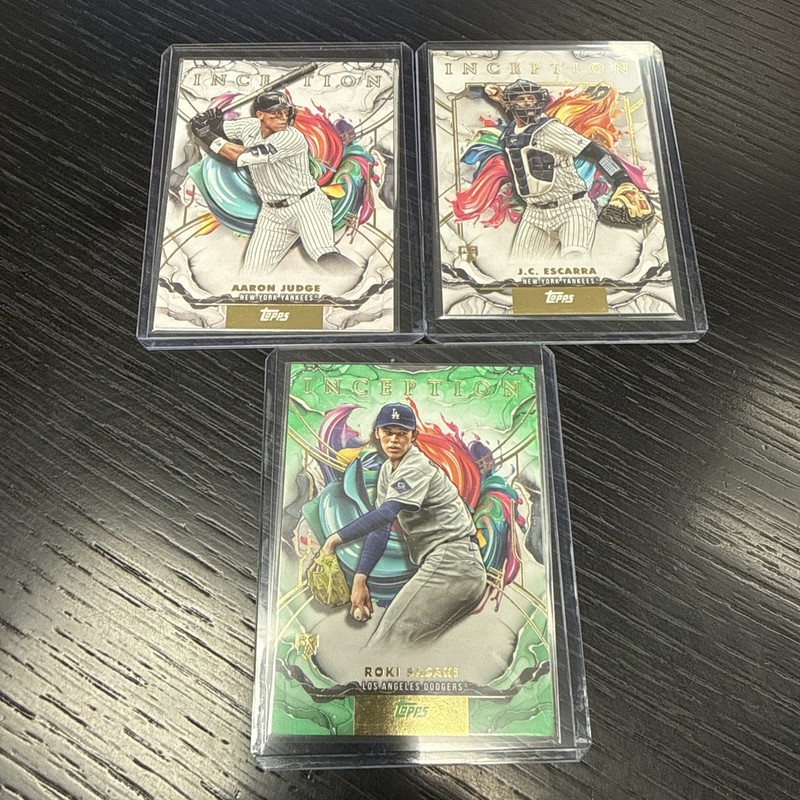 2025 Topps Inception Roki Sasaki Green RC Rookie Lot 3 Aaron Judge Escarra