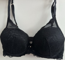 Schwarzer Push-Up-BH 70B aus Spitze mit Schle...