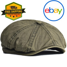 Washed Cotton Newsboy Cap Peaky Blinders Octagonal Gatsby Flat Ivy Hat Vintage