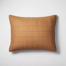 King Heavyweight Linen Blend Quilt Pillow Sham Warm Brown - Casaluna