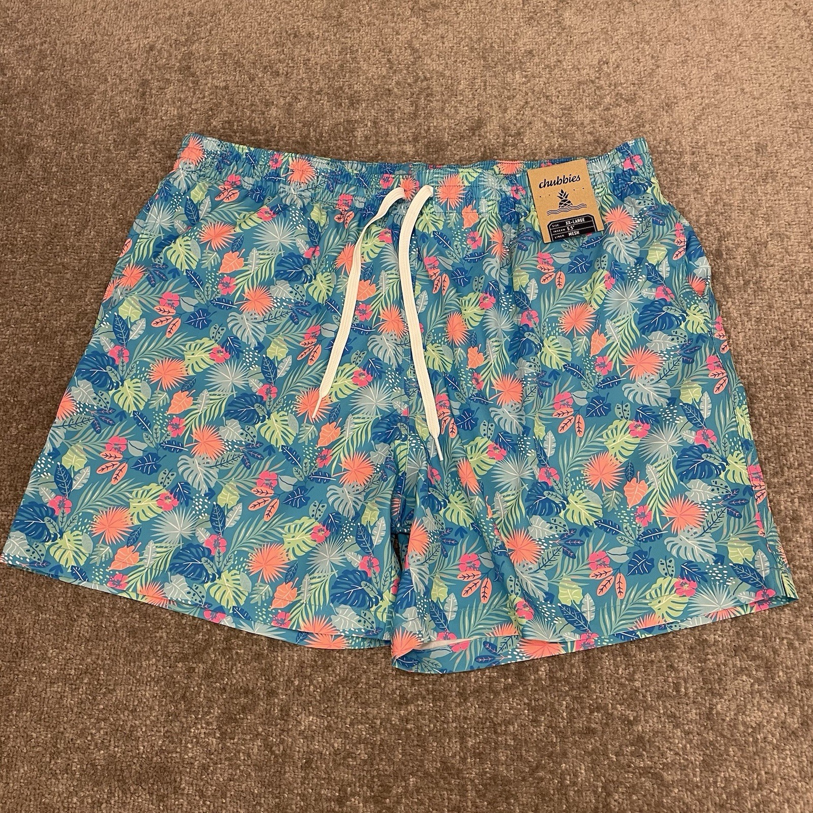 Chubbies Swim Trunks Mens XXL Blue Wild Tropics Pockets Beach Summer NEW $69