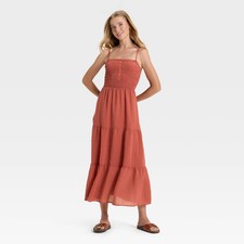 Women's Button-Front Smocked Maxi Sundress - Universal Thread