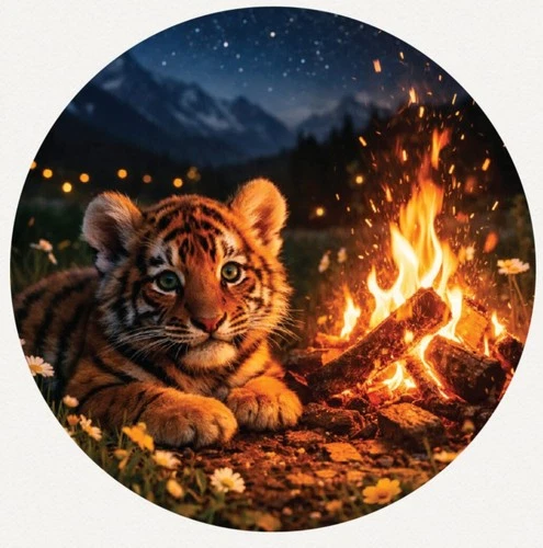 Hayleybug 1/2 oz Campfire Stripe Tiger Cub silver round w/ COA POP 15