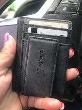 Toughergun Genuine Leather Magnetic Front Pocket Money Clip Wallet RFID Blocking