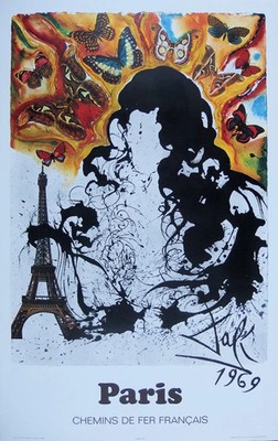 Salvador Dali: Paris , Lithografie Originell Unterzeichnet - SNCF Große Modell