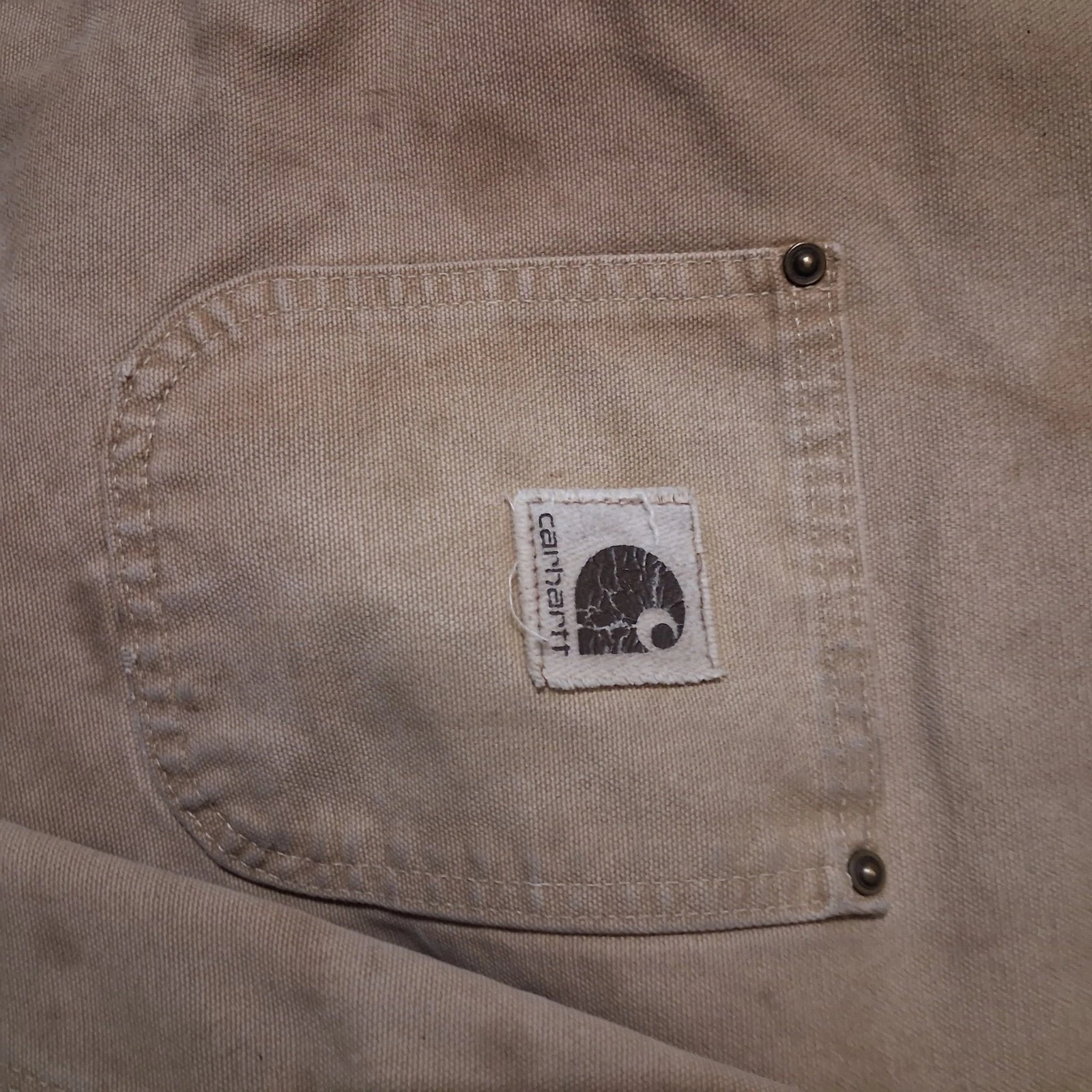 Carhartt Chore Coat Blanket Lined Tan Duck Canvas Thrashed Distressed Made USA image 5