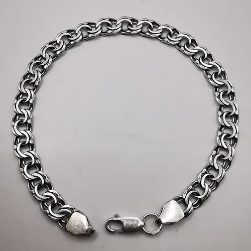Pulsera de cadena bizantina de plata de ley 925 vintage 10,88 g joyería unisex pesada - Imagen 2 de 8