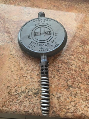 Griswold Cast Iron Waffle Iron No. 8 with Alaskan handles. Clean