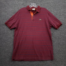 Lacoste Golf Polo Shirt Men 6 US XL Red Striped Short Sleeve Croc Collared Pique
