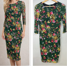 Fairy Grunge Womens Mesh Floral Cottage Sheath Bodycon Midi Dress Garden M Boho
