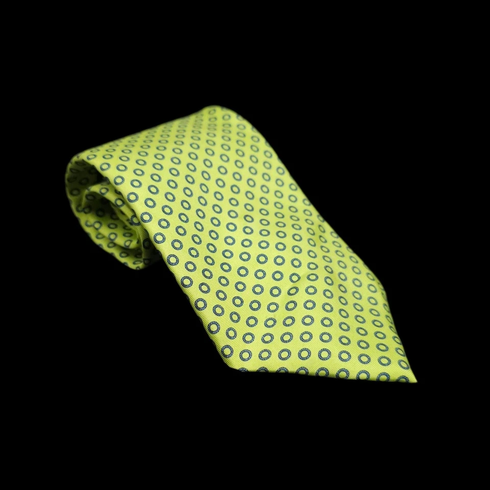 Peter Blair Silk Tie 100% Silk Green Blue Rings Circles Classic Preppy USA Made - Image 2 of 4