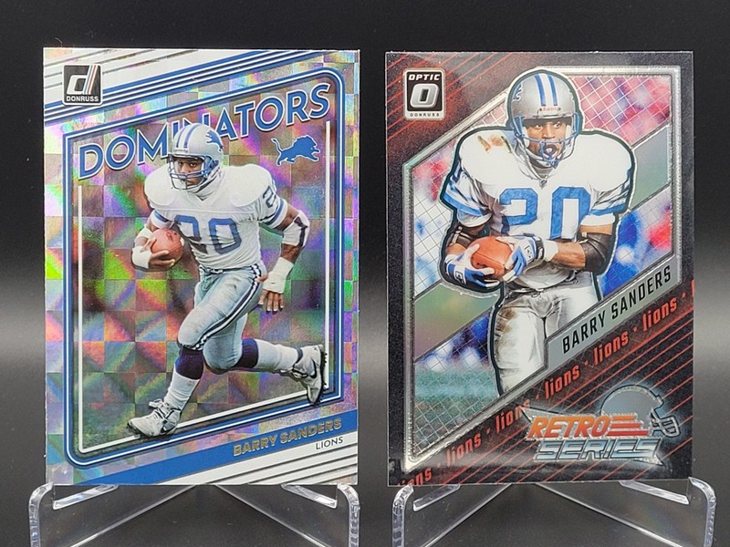 Barry Sanders - 2 Card Lot (2022 Donruss Dominators & 2023 Optic Retro Series)