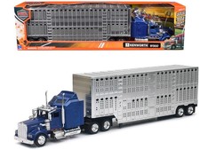 New Ray 15243B 1/43 Kenworth W900 Truck Blue with Potbelly Livestock