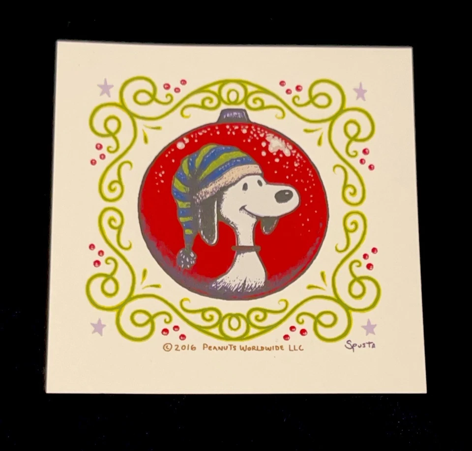 2 件套 Marq Spusta 迷你圣诞装饰品屏幕打印 Charlie Brown 史努比 白色 — 第 3/4 张图片