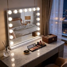 Bluetooth Hollywood Vanity Mirror 32x23 Inch 3 Color Modes 5x Magnifier 18 Led