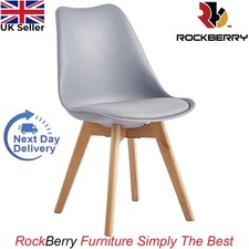 Set of 4 Dining Chairs Designer Chairs Wooden Home Office Commercial EVA Grey