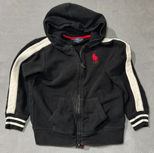 Polo Ralph Lauren Y2K 2000s Big Pony Hoodie Kids Youth Size S 8 Black Full Zip