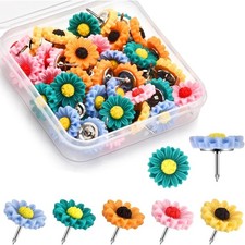 Flower Decorative Push Pins 40Pcs Colorful Thumb Tacks for Bulletin Board Cork