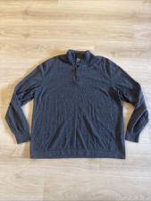 Jos A Bank Men  s XXL Traveler 1/4 Zip Gray Merino Wool Pullover Sweater- Fits XL