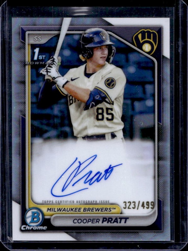 2024 Bowman Cooper Pratt Chrome Auto Refractor 1st Prospect #/499 Brewers