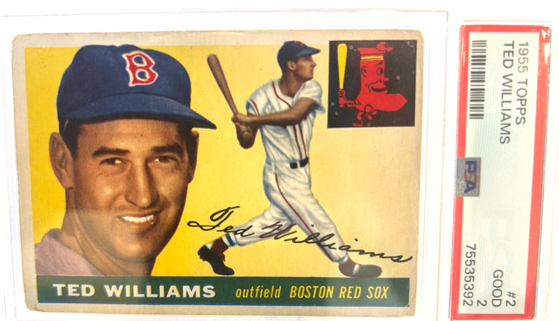 1955 TOPPS # 2 - TED WILLIAMS - BOSTON RED SOX - PSA -2 - GREAT EYE APPEAL