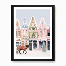 Amsterdam Travel Christmas Painting Framed Wall Art Poster Canvas Print Picture