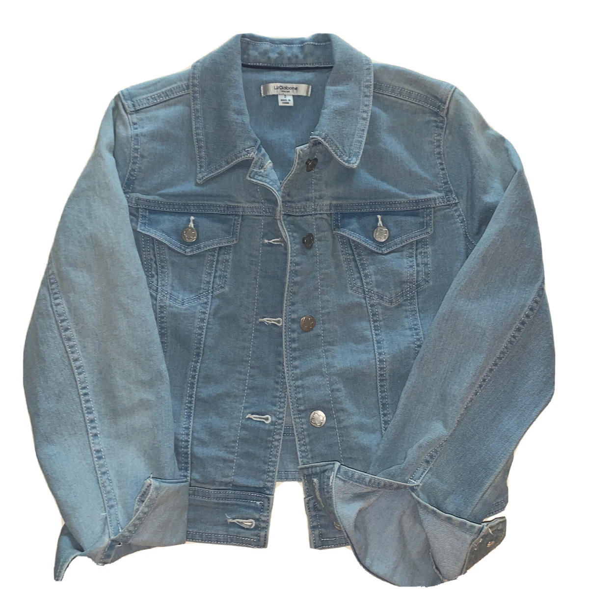 Liz Claiborne Jean Jacket Blue Denim Western Festival Small Boho Concert 2