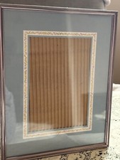 Vintage 8x10 Rose Gold Color Metal Picture Frame Light Blue Floral Mat