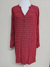 GAP Women's Dress Long Sleeve V-Neck Multicolor 100% Rayon Geometric.Size S