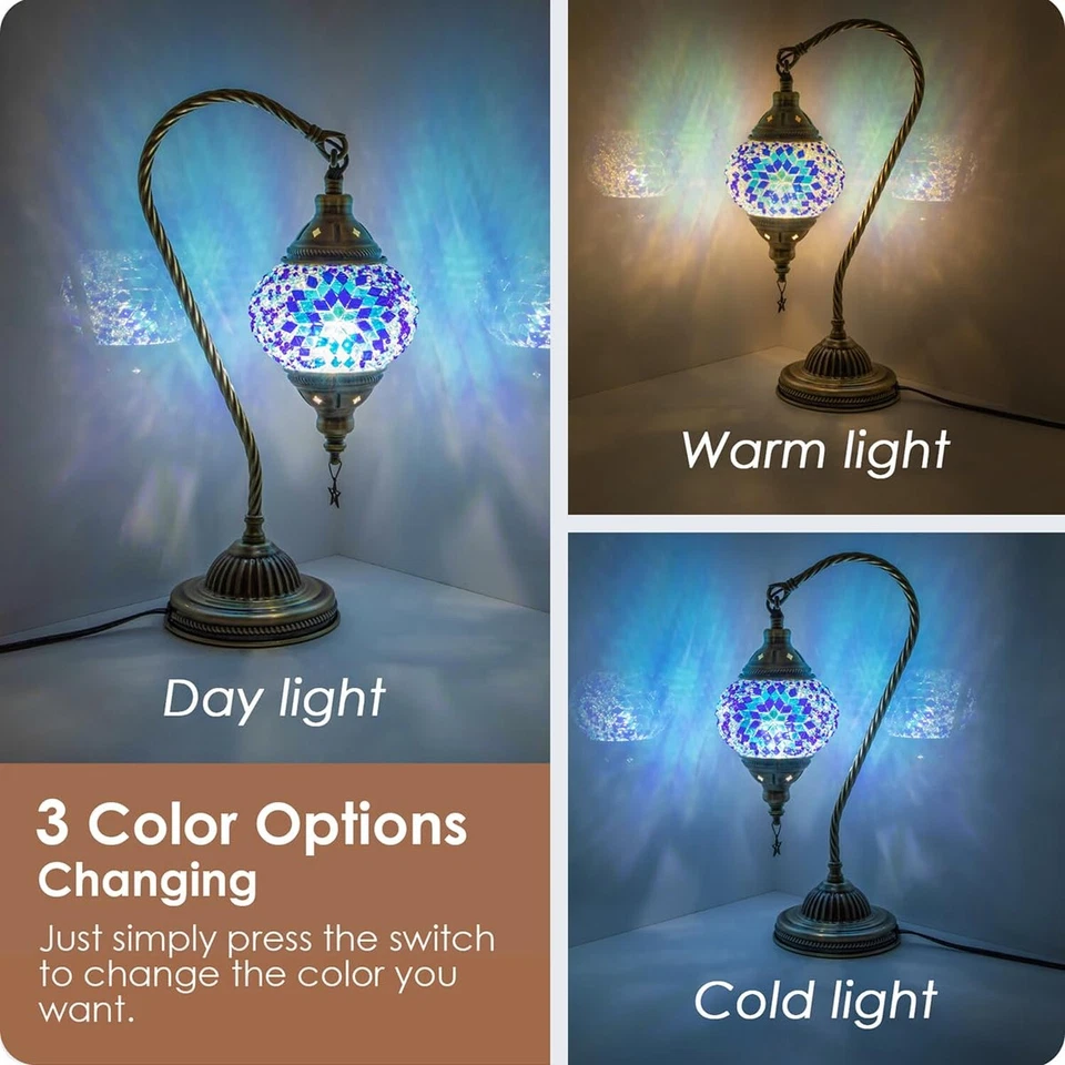 Lámpara Turca Marroquí Decoración Yarra con Base de Bronce 3 Opciones de Color Hecha a Mano S... Foto 2 de 4