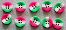 10  Striped,  4  Hole 13mm Plastic Buttons