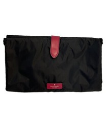 Kate Spade New York Black Nylon Pink Leather Folding Diaper Changing Pad Clutch