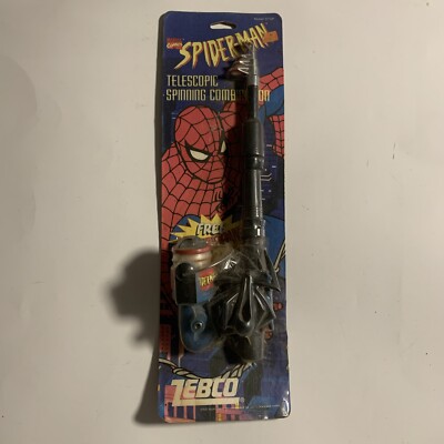 Vintage (1996) Spider-Man ZEBCO Telescopic Spinning Reel Combination Fishing Rod