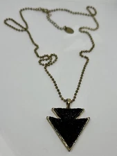 Zad Women's Pendant Black Enamel Arrowhead Pendant 28" Gold Tone Necklace