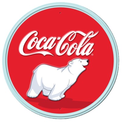 Coca Cola Coke Advertising Vintage Retro Polar Bear Embossed Round