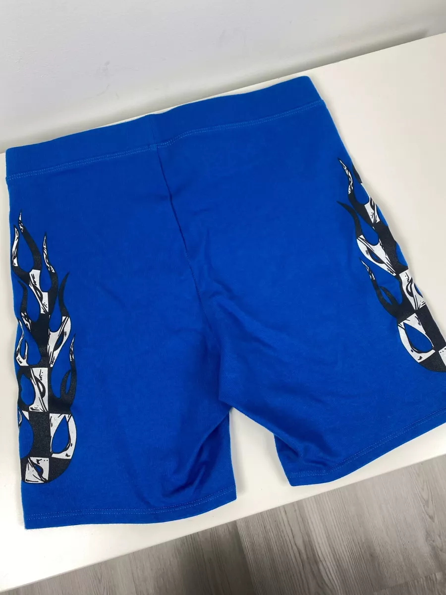 Chrome Hearts Matty Boy Checker Flame Blue Womens Biker Shorts
