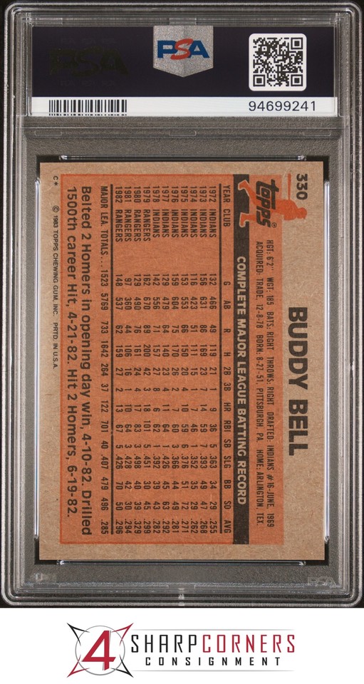 1983 TOPPS 330 BUDDY BELL RANGERS PSA 10 B4130972241 eBay