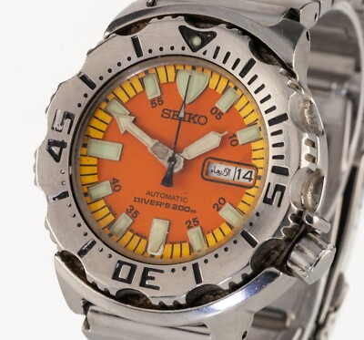 Seiko Men's Stainless Steel Orange Monster Diver's Watch 7S26-0350