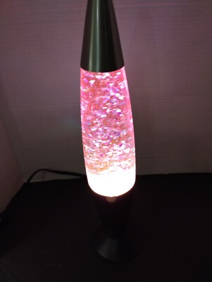 Motion Atomic Reddish Bullet Silver-Glitter Lava Lamp 17''Greatcond.
