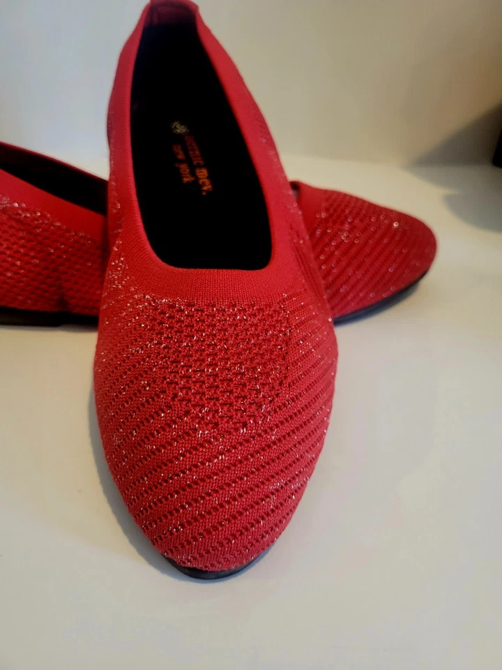 Sapatilhas de balé Bernie Mev NEW YORK malha com glitter vermelho 38/tamanho 7 - Imagem 2 de 4