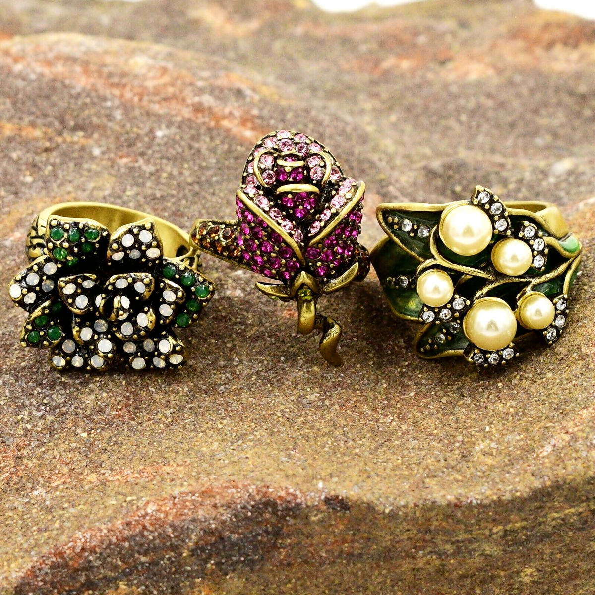 Bronze Designer Heidi Daus Bronze Set Of Crystal Flower