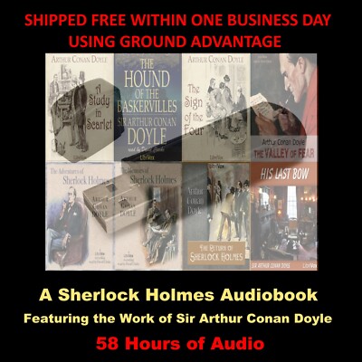 SHERLOCK HOLMES AUDIOBOOKS. 4 NOVELS 45 SHORT STORIES ON A USB FLASH DRIVE!