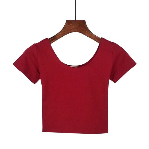 Crop Top Plain Vest T Shirt Short Sleeve Pullover Fashion Slim Fit Solid Color - Picture 21 of 23