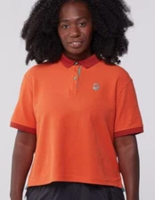 NEW Women’s Medium Outdoor Afro + REI Co-op Polo Shirt Papaya Orange Organic