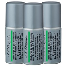 3 Cans S.T. Dupont Reusable Green Butane Gas Use With Gatsby Ligne 2 Petit New