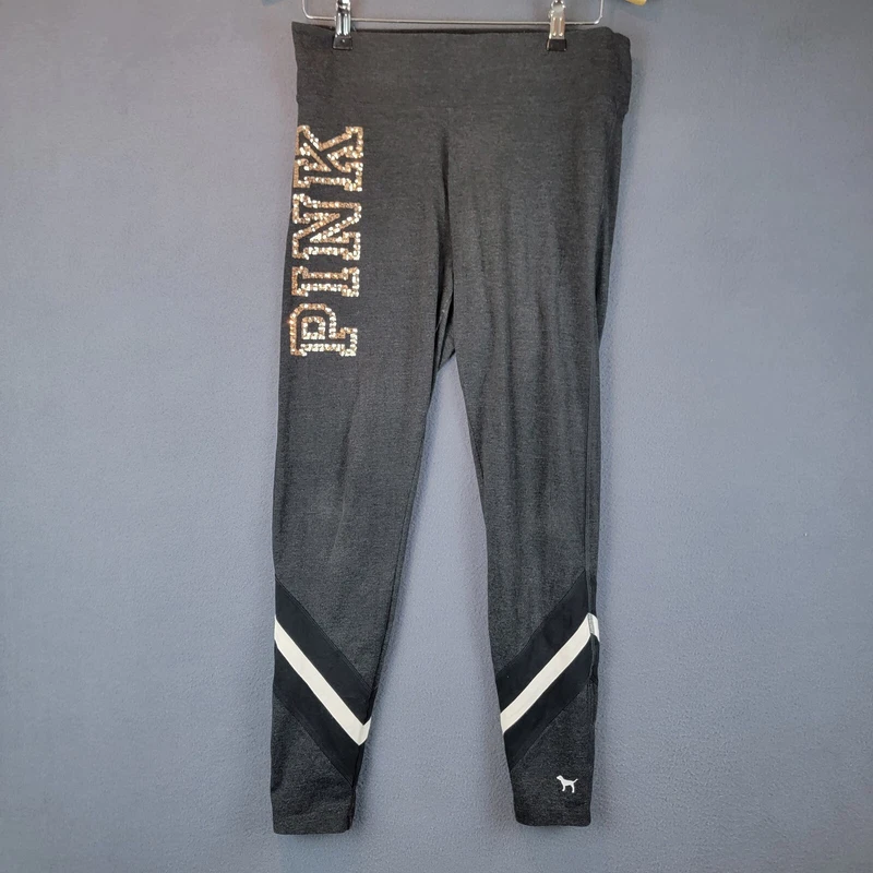 victoria-secret-vs yoga embellished logo stretch athleisure pants