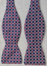 Beau Ties All Silk Bow Tie Red Blue Check Made in USA Self-Tie Adjustable 2.5"